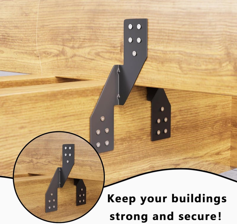 Oscorna (50pcs) 16-Gauge Thick Hurricane Straps, Black Powder-Coated Rafter Ties, Heavy Duty Right Rafter Brackets, Strong Hurricane Clips, Tie Brackets for House, Roof Trusses, Shed, Building (Right) - Image 5